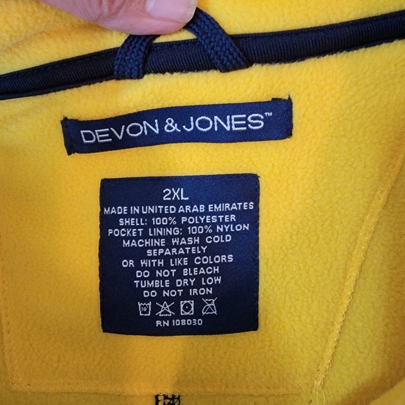 DEVON & JONES Men's Pullover Swearshirt 2XL Fleece Navy Full-Zip Pocket Collar - Picture 8 of 10